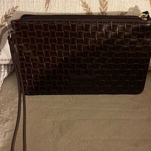Dooney and Bourke Woven Brown Wristlet Clutch